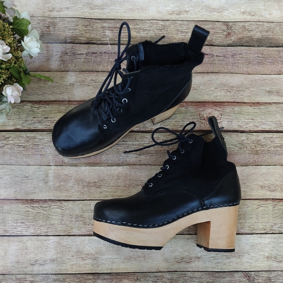 Swedish Hasbeens Hippie Lace Up Boots Size 38 / US 8 - Picture 1 of 11